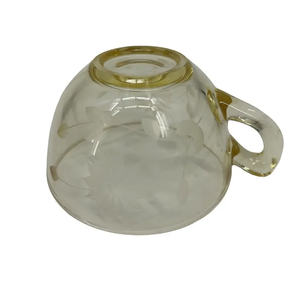 Vintage Lancaster Jubilee Depression Glass Set Flower Plates &‎ Teacup Yellow